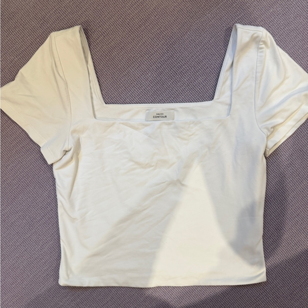 Aritzia Babaton White Contour Original Squareneck Top